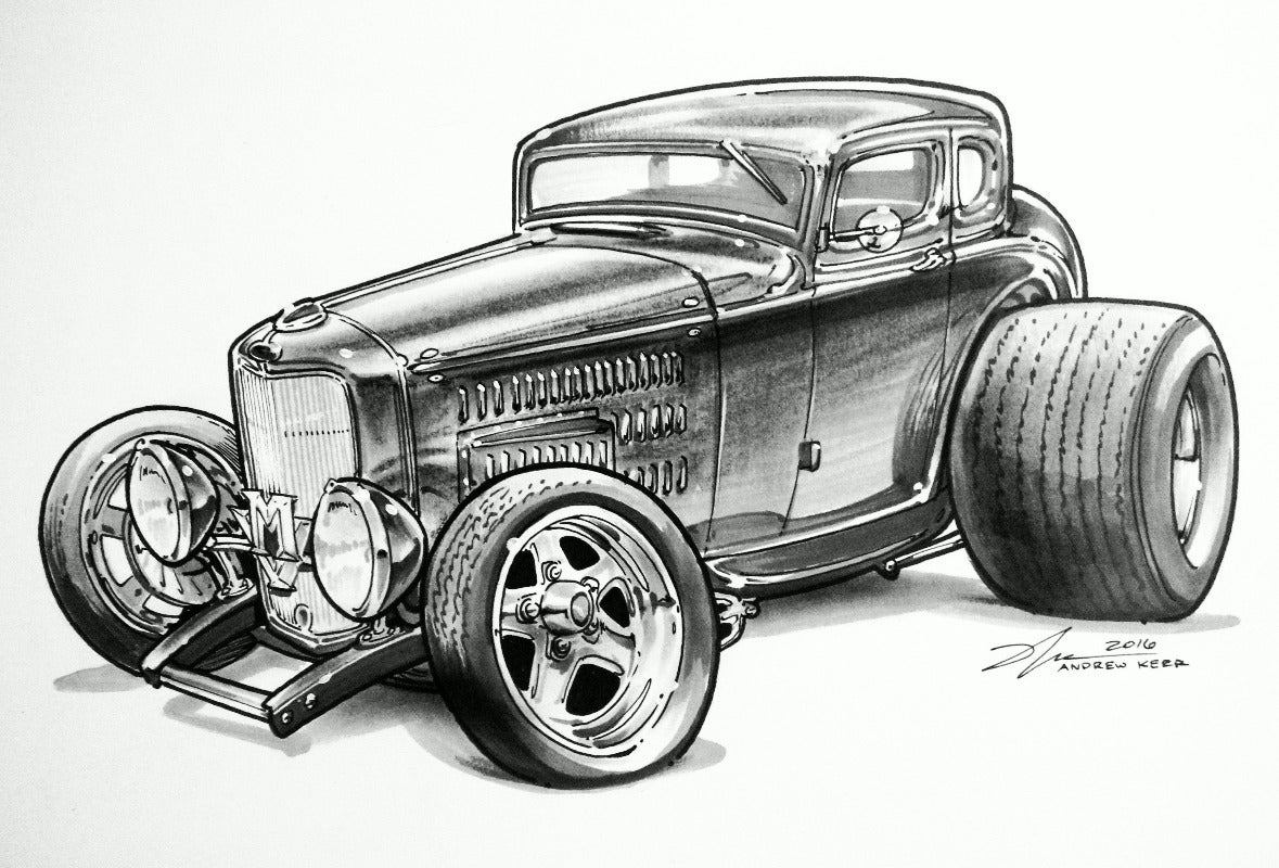 1932 Ford Cartoon artwork by Andrew Kerr