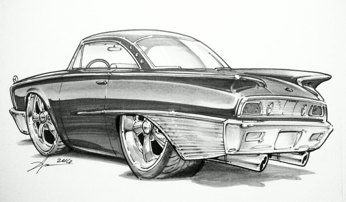Ford Galaxie Cartoon artwork by Andrew Kerr