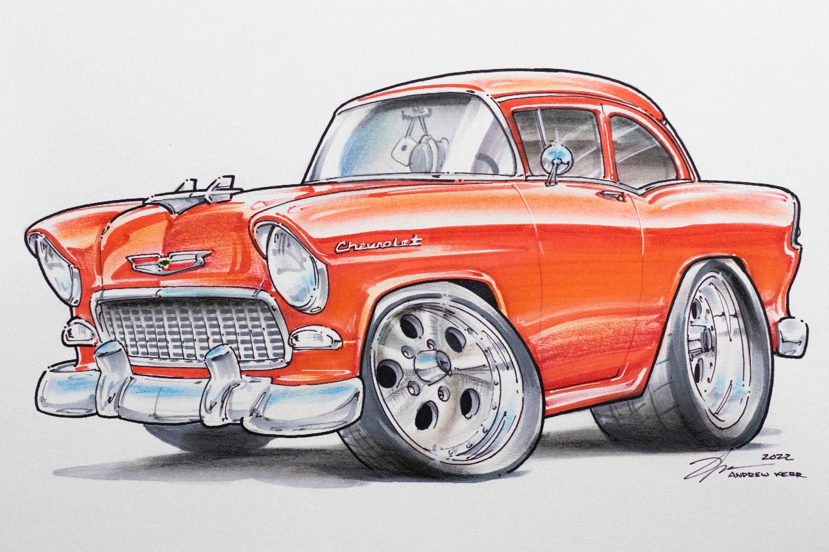 Chevy Belair Cartoon artwork by Andrew Kerr