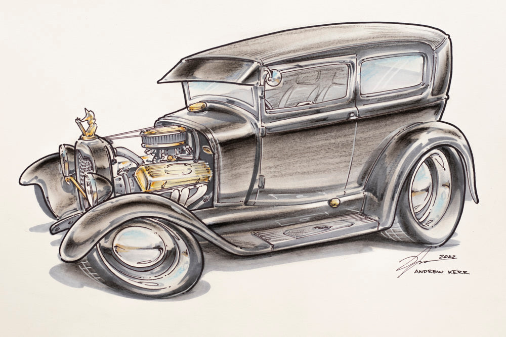 Ford Model A Cartoon artwork by Andrew Kerr
