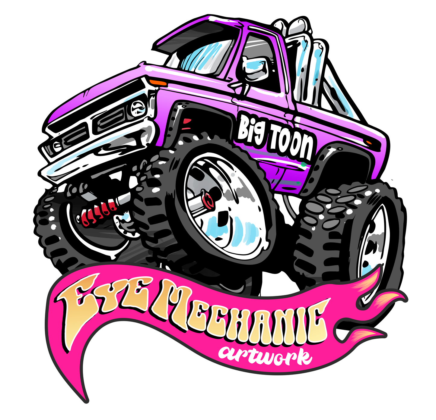 Monster Truck Glitter Sticker