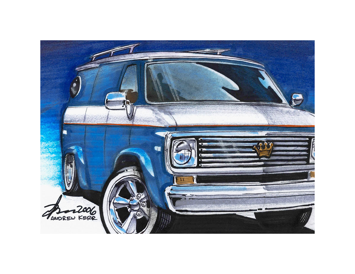 Lowrider Chevy G10 Van artwork by Andrew Kerr